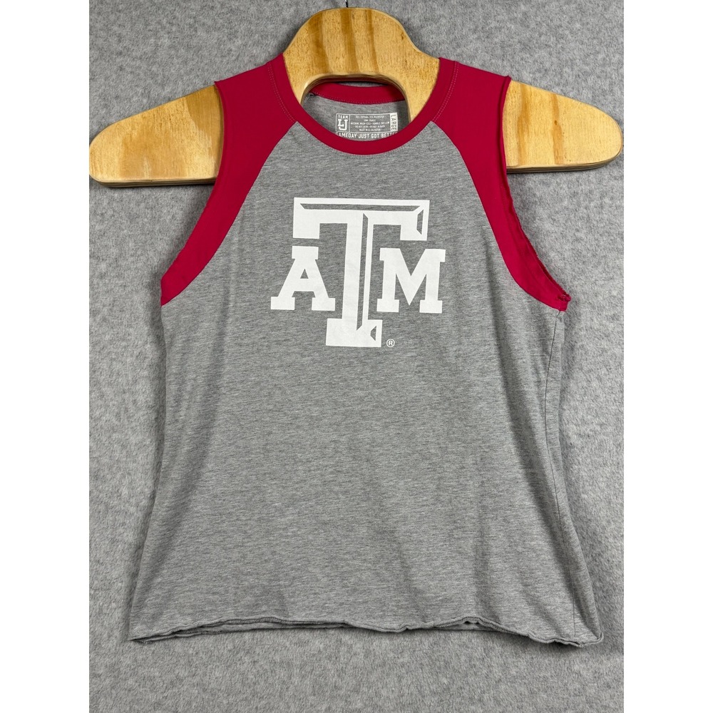 Team LJ Tank Top Womens Large Gray Red Texas A&M Aggies NCAA Raglan